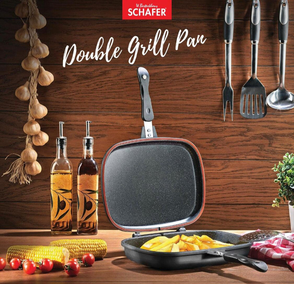Schafer Square Granite Double Grill Stove 32 Cm-Black مجموعة مطبخ عملية وحديثة شواية جرانيت - tamdourt